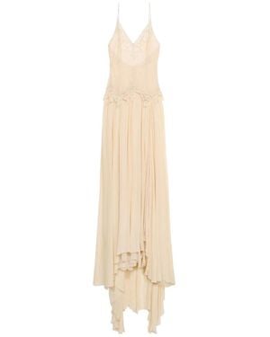 Blumarine Chantilly Lace And Georgette Long Dress - White