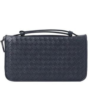 Bottega Veneta Woven Zipper Wallet - Blue