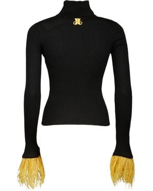 La DoubleJ La Doublej High Kick Feather-Cuff Knitted Top - Black