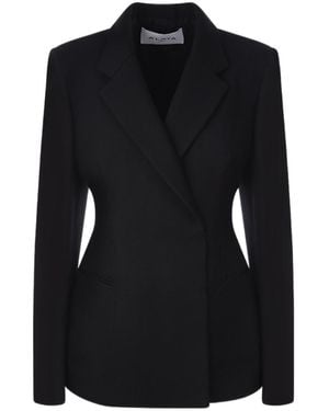 Alaïa Alaïa Double-Breasted Fitted Waist Blazer - Black