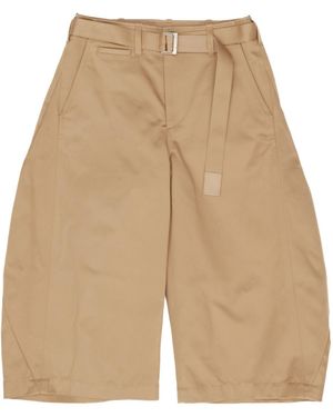 Sacai Belted Wide-Leg Trousers - Natural