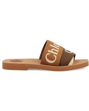 Chloé Chloé Woody Logo Detailed Sandals - Brown