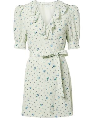 Alessandra Rich Floral Silk Mini Dress - White