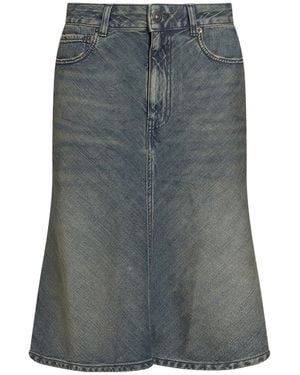 Balenciaga Dark Denim Flare Skirt - Gray