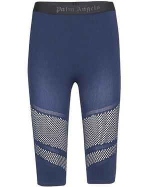 Palm Angels Slim-Fit Mesh-Detail Shorts - Blue
