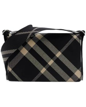 Burberry Checked Trench Crossbody Bag - Black