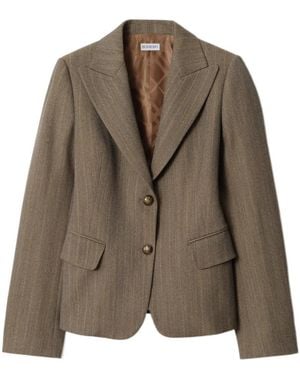 Burberry Striped Button-Up Blazer - Green
