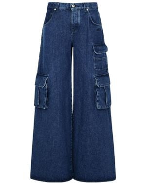 Off-White c/o Virgil Abloh Logo Patch Wide Leg Jeans - Blue