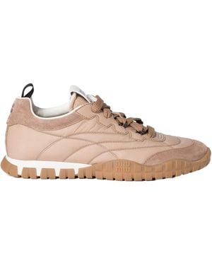 Miu Miu Tyre Technical Fabric And Suede Sneakers - Pink
