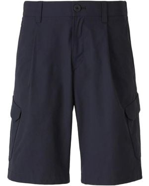 Herno Straight Leg Pleated Shorts - Blue