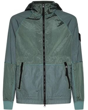 Stone Island Compass Patch Hooded Jacket - Green