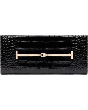 Tom Ford Tumbled Printed Embossed Leather Arc Clutch Bag - Black