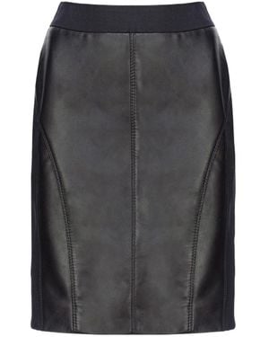 Pinko High-Waist Zipped Leather Skirt - Gray