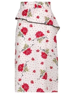 Rodarte High-Waisted Printed Silk Crepe Midi Skirt - White