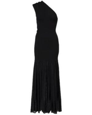 Proenza Schouler Cora One-Shoulder Crepe Chiffon Maxi Dress - Black