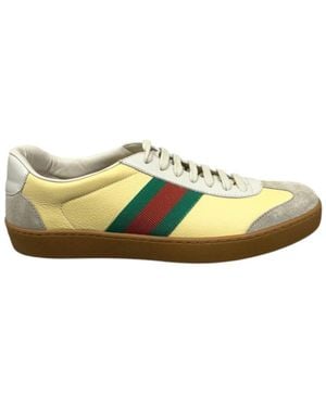 Gucci Webbing-Trimmed Low-Top Casual Shoes - Yellow