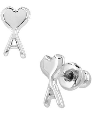 Ami Paris Ami Ami De Coeur Hammered Earrings - White
