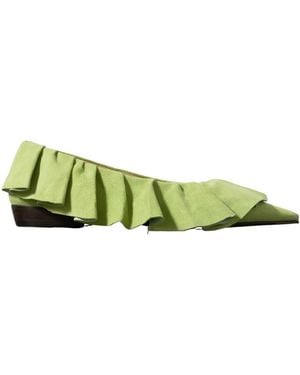 JW Anderson Jw Anderson Ruffle Pointed Ballet Flats - Green
