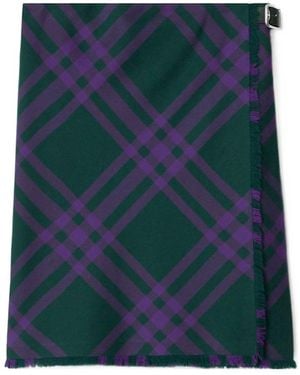 Burberry Vintage Check Frayed-Edge Skirt - Green
