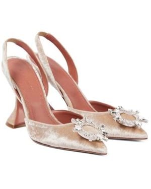 AMINA MUADDI Embellished Velvet Slingback Court Shoes - Pink