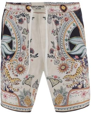 Just Cavalli Printed Drawstring Shorts - Grey