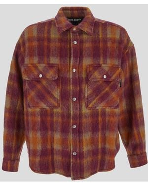 Palm Angels Plaid-Printed Buttoned Overshirt - Red