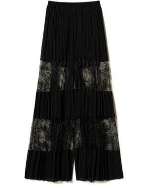 Twinset Lace Pleated Georgette Pants - Black