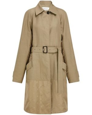 Ferragamo Duster Coat With Satin Inserts - Natural