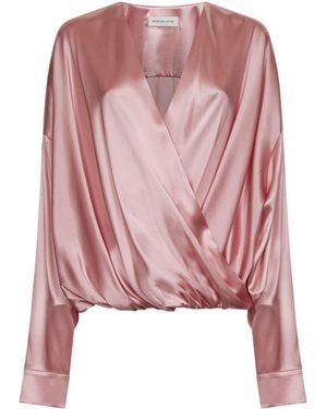 Dries Van Noten Long-Sleeved V-Neck Top - Pink