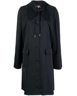 Thom Browne Single-Breasted Drawstring Hooded Parka - Black