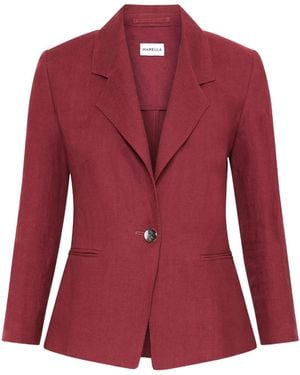 Marella Slim-Fit Linen Blazer - Red