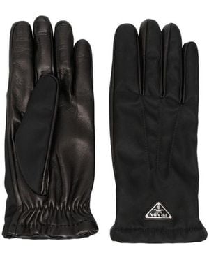 Prada Elasticated Cuff Panelled Gloves - Black