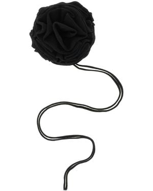 Nude Knitted Brooch With Lace - Black