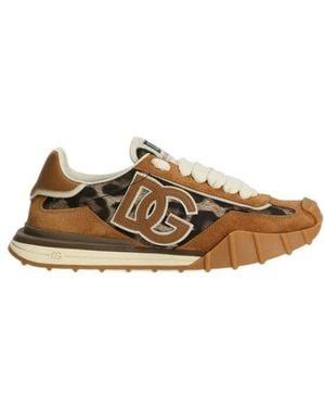 Dolce & Gabbana Dg Logo Patch Athletic Sneakers - Brown