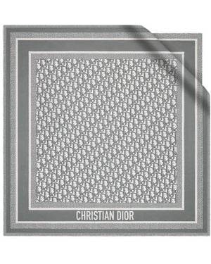 Dior Oblique Twin 70 Square Scarf - Grey
