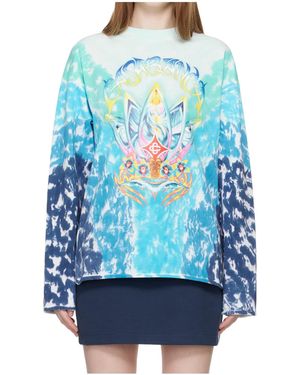 CASABLANCA Printed Long-Sleeved T-Shirt - Blue