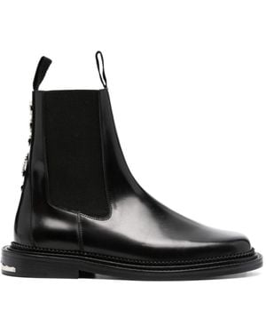 Toga Virilis Stud-Embellished Leather Ankle Boots - Black
