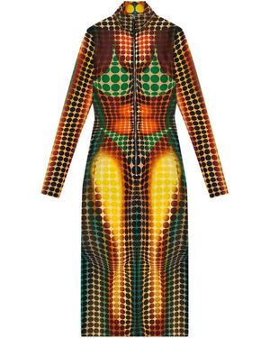 Jean Paul Gaultier High-Neck Zipper Midi Dress - Yellow