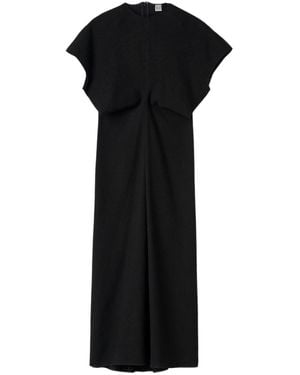 TOTEME Slouch-Waist Pliss Midi Dress in Black | Lyst