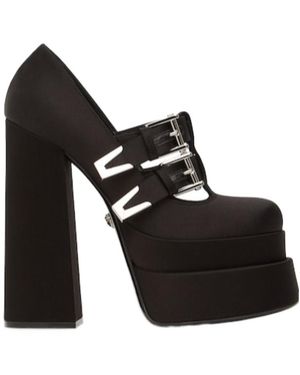 Versace Satin Waterproof Table High Heels - Black