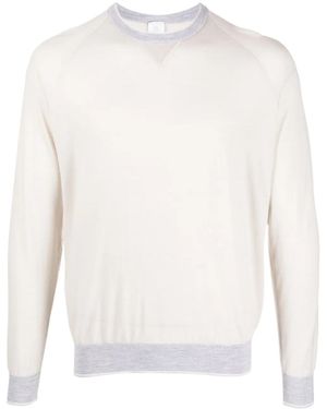 Eleventy Round-Neck Wool Sweater - White