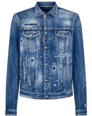 DSquared² Ripped Denim Jacket - Blue