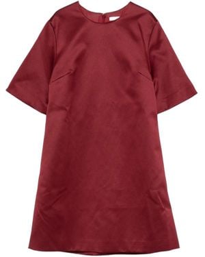 By Malene Birger Round Neck Short Sleeve Dress - Red