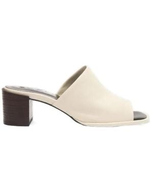 BY FAR Francisco Square-Toe Mules - Natural