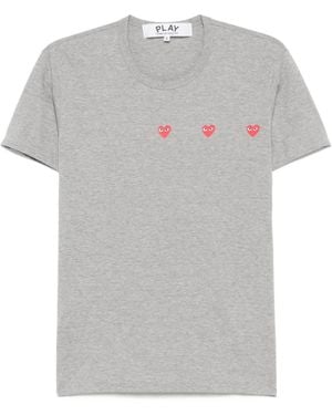 COMME DES GARÇONS PLAY Comme Des Garçons Play Triple Hearts Crewneck T-Shirt - Grey