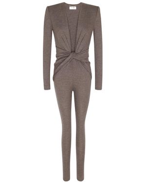 Saint Laurent V-Neck Catsuit - Brown