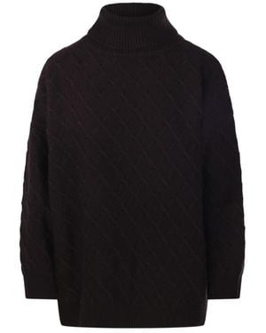 Max Mara Bambola Cable-Knit Turtleneck Sweater - Black