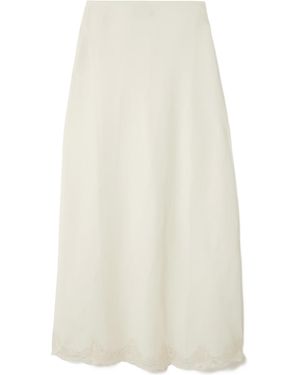 RIXO London Crystal Lace-Trimmed Linen-Blend Midi Skirt - White