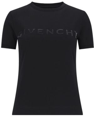 Givenchy Logo Printed Crewneck T-Shirt - Black