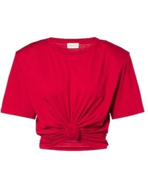 Magda Butrym Cropped Cotton-Blend Jersey T-Shirt - Red